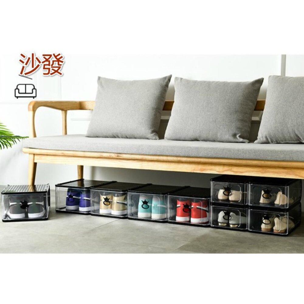 台灣 鞋盒 側開式 加厚透明鞋盒 鞋子收納盒 鞋盒收納 展示盒 置物盒 鞋櫃-圖片-7