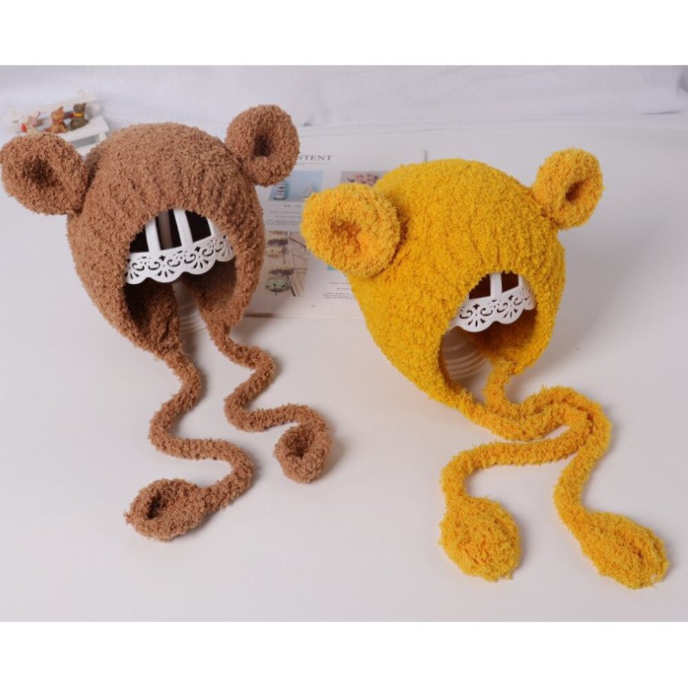 S1-511415596-秋冬新款嬰兒童帽套頭帽寶寶卡通帽子男女貓咪小熊毛線保暖帽