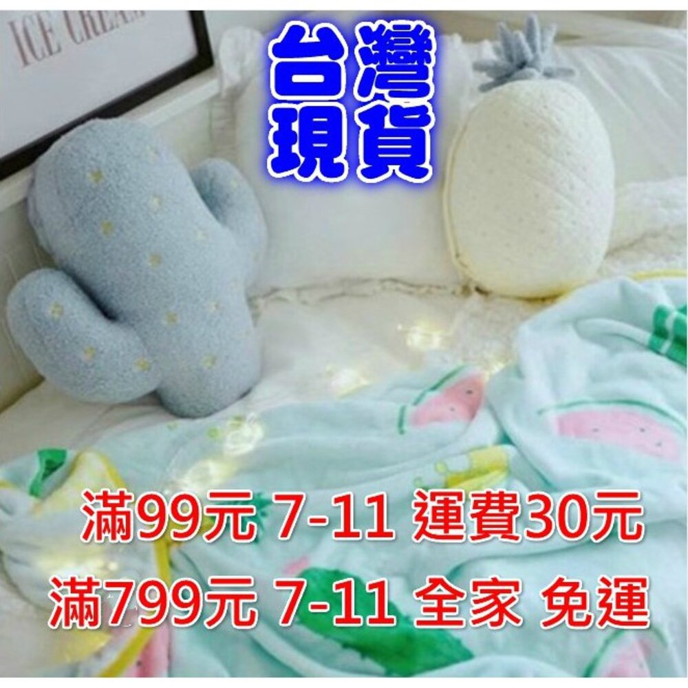 S1-676665673-台灣現貨 軟綿綿草莓仙人掌抱枕家居靠墊抱枕空調毯二合一 聖誕禮物 交換禮物