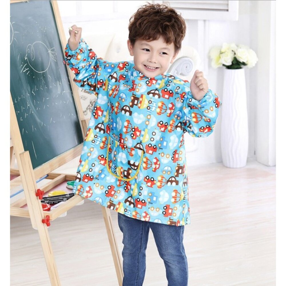 S1-76335015-()韓版無味環保時尚防水貓頭鷹罩衣兒童反穿衣 罩衣吃飯衣寶寶罩衣