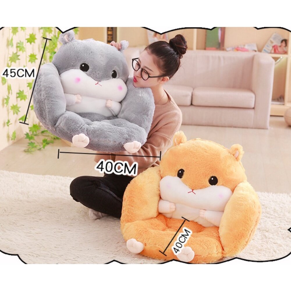 台灣出貨 可愛倉鼠連體坐墊 椅子坐墊 護腰腰枕 連體坐墊 保暖腰枕 交換禮物 聖誕禮物-圖片-4