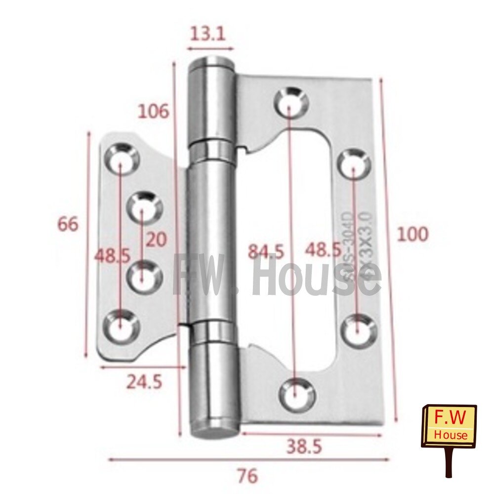 子母白鐵合頁 不鏽鋼鉸鍊 5
