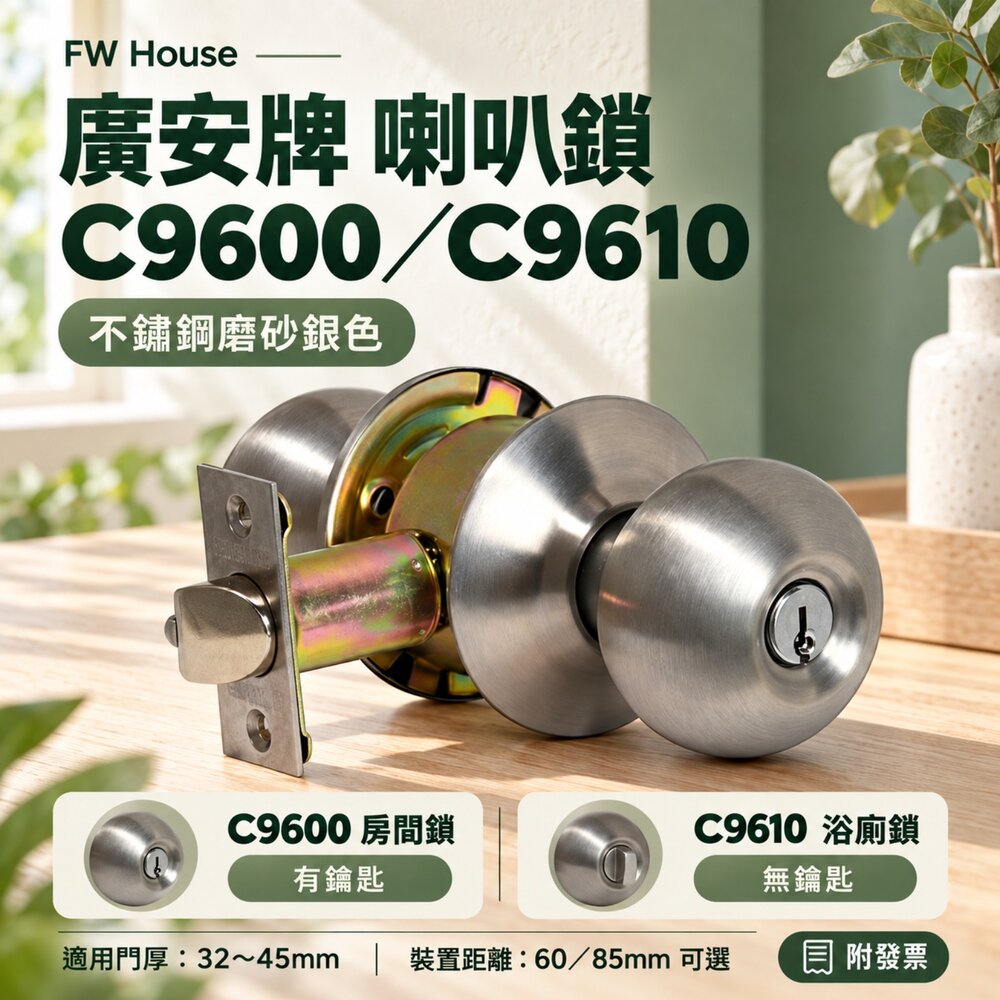 16035353238-廣安 9600 9610  85mm 喇叭鎖  加安牌 廣安牌 房門鎖 朔剛門鎖