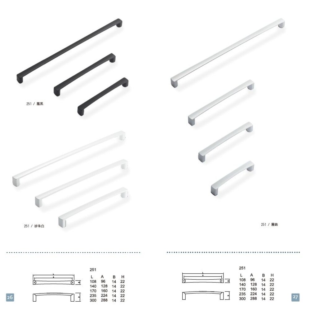 231215113312-Melus 台灣精品 251 取手 把手 櫥櫃把手 小把手 門把 96mm~288mm