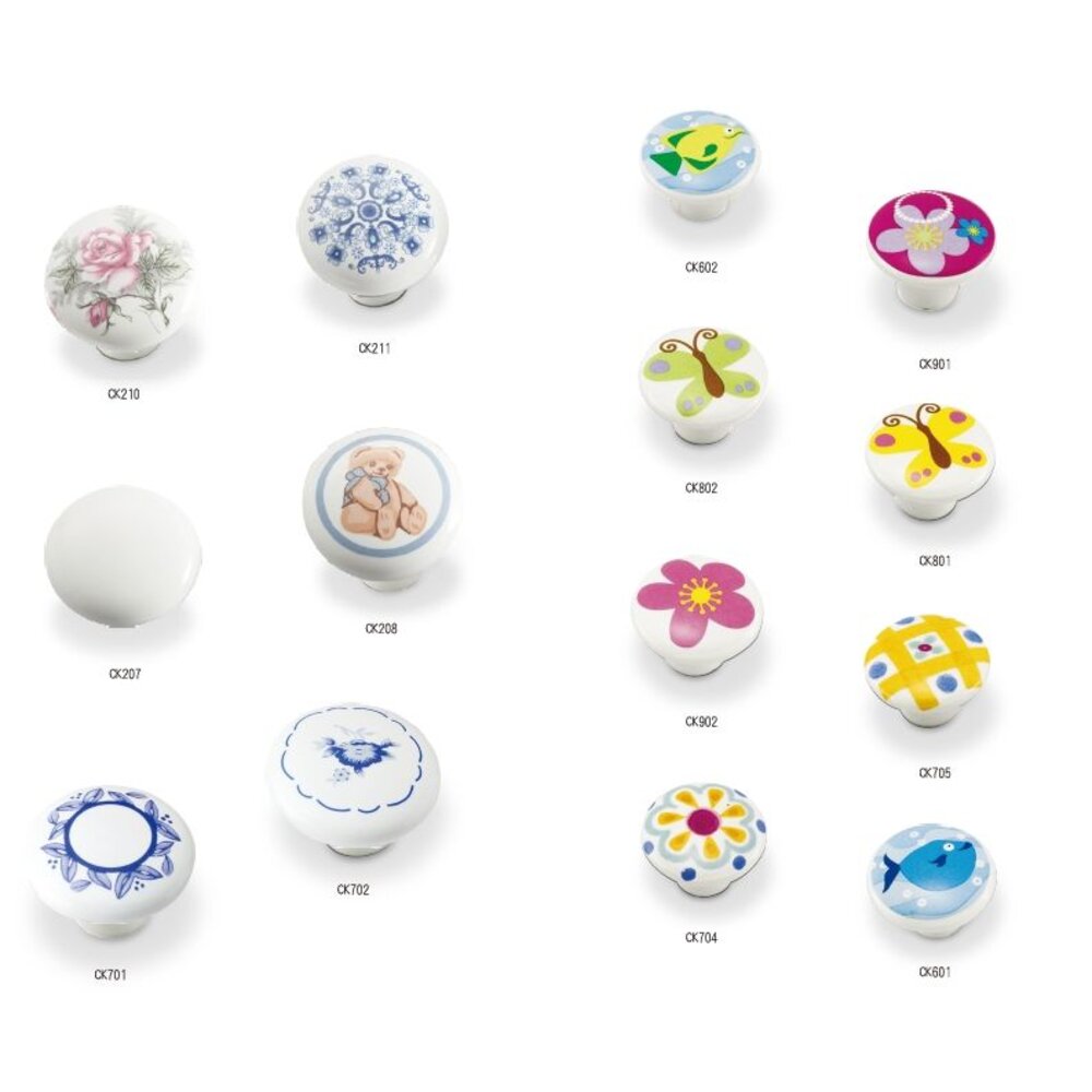 MELUS 櫥櫃把手 陶瓷把手 卡通取手 櫥櫃 花紋 可愛取手 把手 戶引手 引手-圖片-1