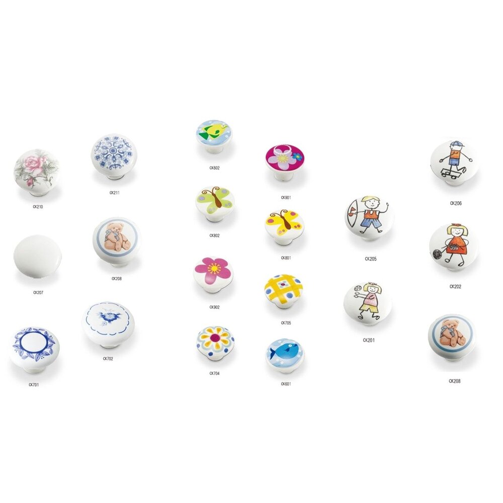 231222135241-MELUS 櫥櫃把手 陶瓷把手 卡通取手 櫥櫃 花紋 可愛取手 把手 戶引手 引手