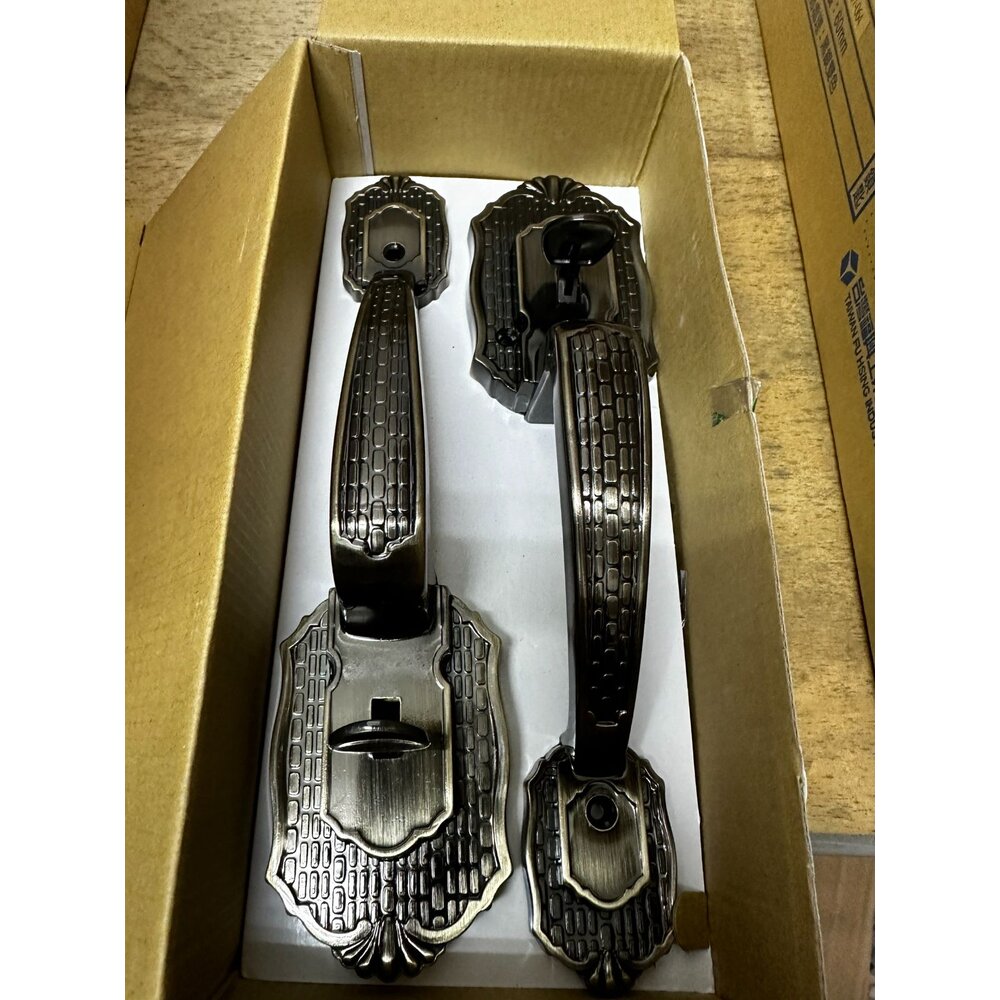 240809112117-台灣製 HP260 附輔助鎖 雙面把手 大門把手 下節鎖 雙面大把手 青古銅 雙把手鎖 大門鎖