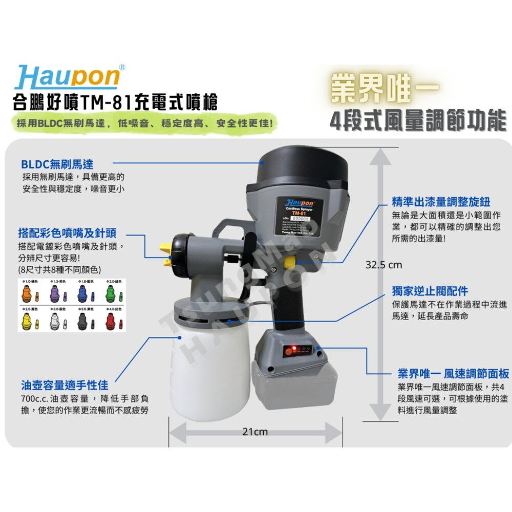 台灣製 Haupon合鵬 TM-81充電噴槍 合鵬好噴 MIT 電動噴膠槍 噴膠 噴槍 無刷噴漆槍-圖片-4