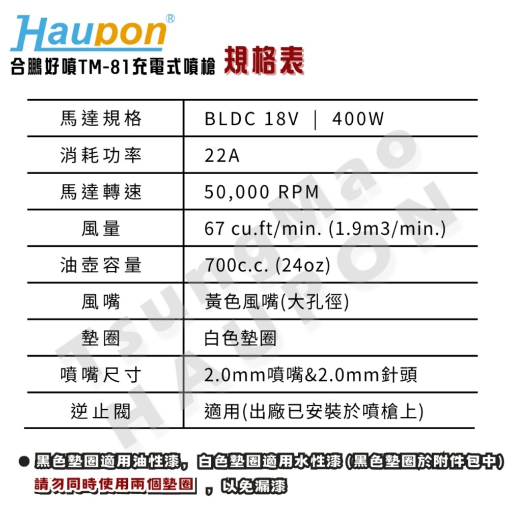 台灣製 Haupon合鵬 TM-81充電噴槍 合鵬好噴 MIT 電動噴膠槍 噴膠 噴槍 無刷噴漆槍-圖片-5