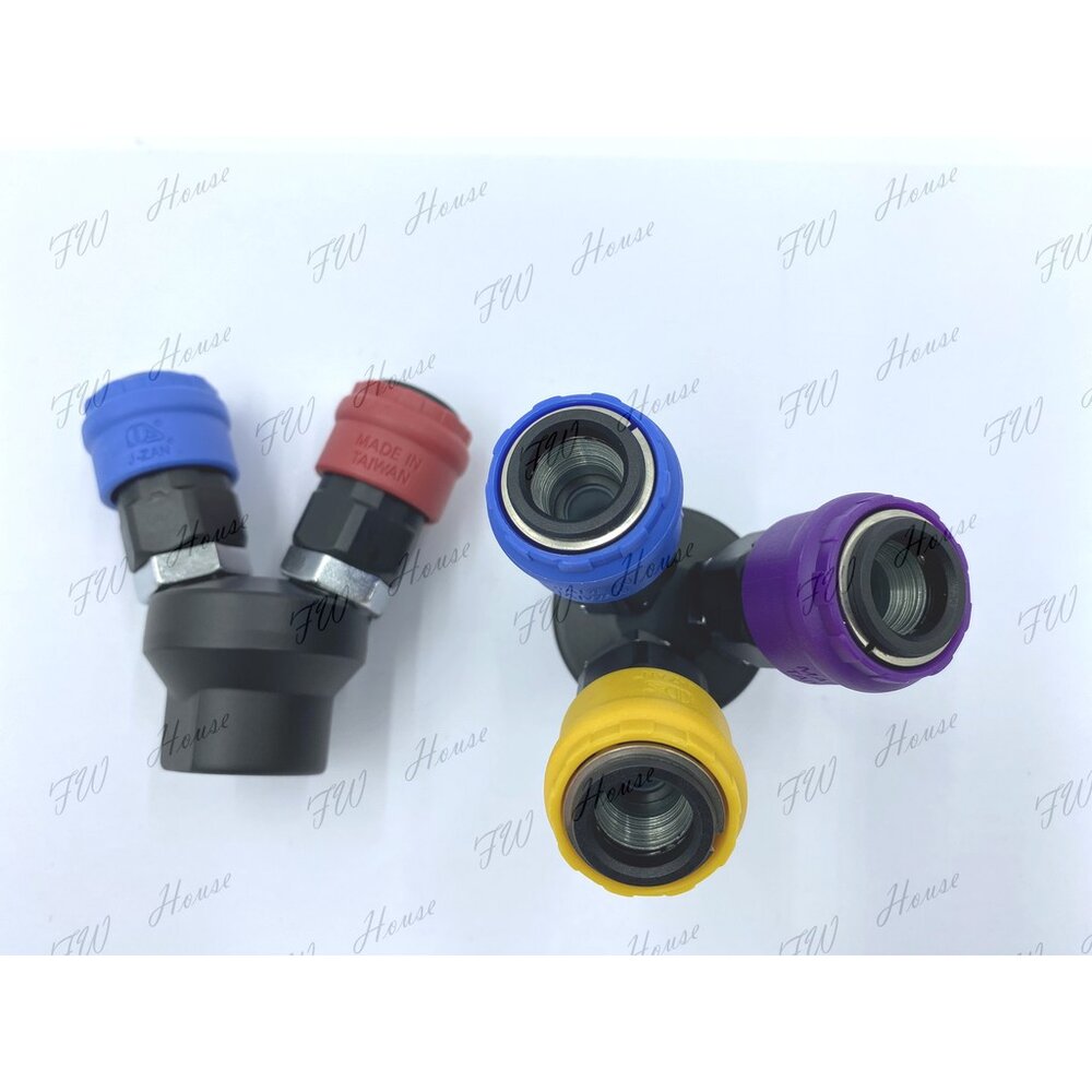 J-ZAN JZ 塑鋼單手丸型二通彩色 單手型 自動 快速接頭 丸二通接頭 2通快速接頭 圓三通 塑鋼 台灣製-圖片-1
