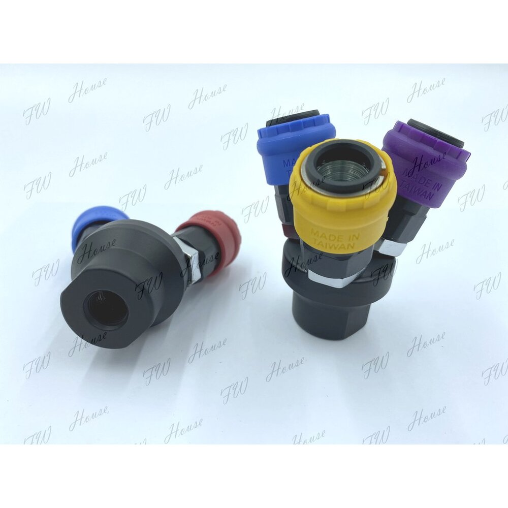J-ZAN JZ 塑鋼單手丸型二通彩色 單手型 自動 快速接頭 丸二通接頭 2通快速接頭 圓三通 塑鋼 台灣製-圖片-3