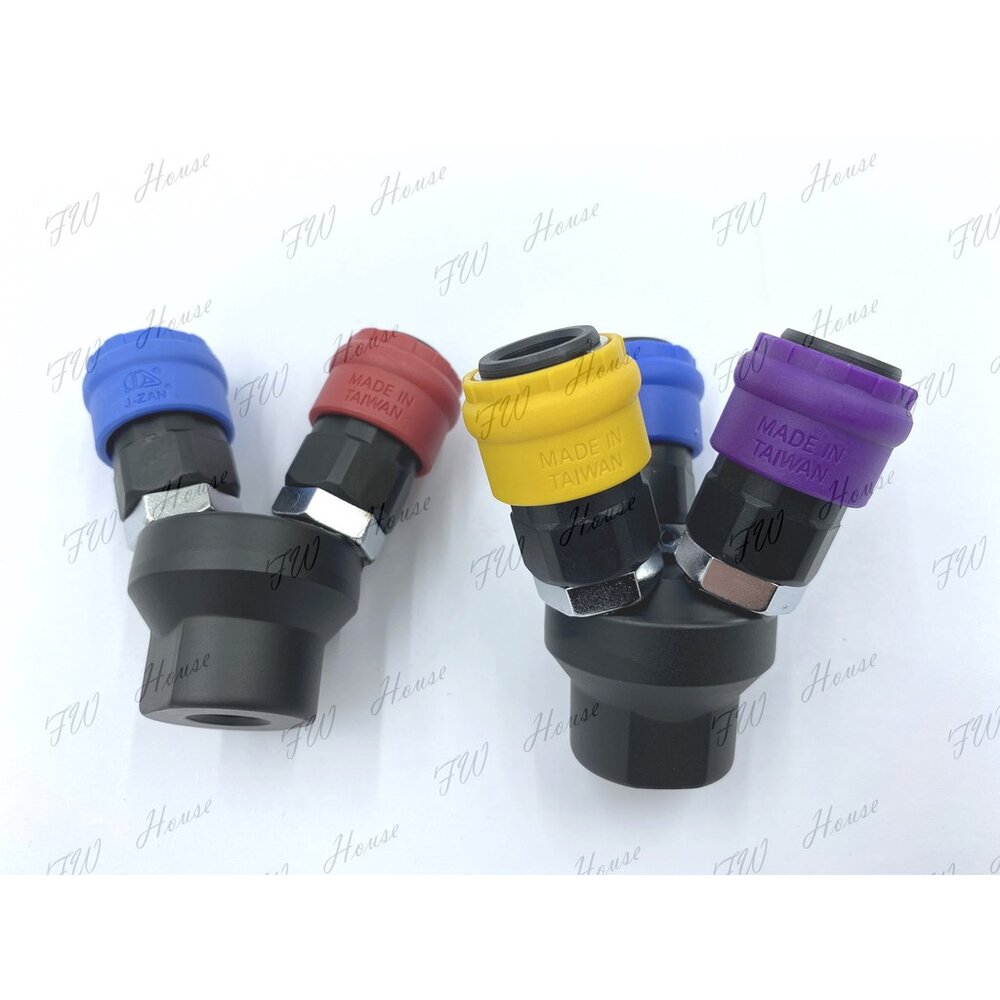 S1-00065-J-ZAN JZ 塑鋼單手丸型二通彩色 單手型 自動 快速接頭 丸二通接頭 2通快速接頭 圓三通 塑鋼 台灣製