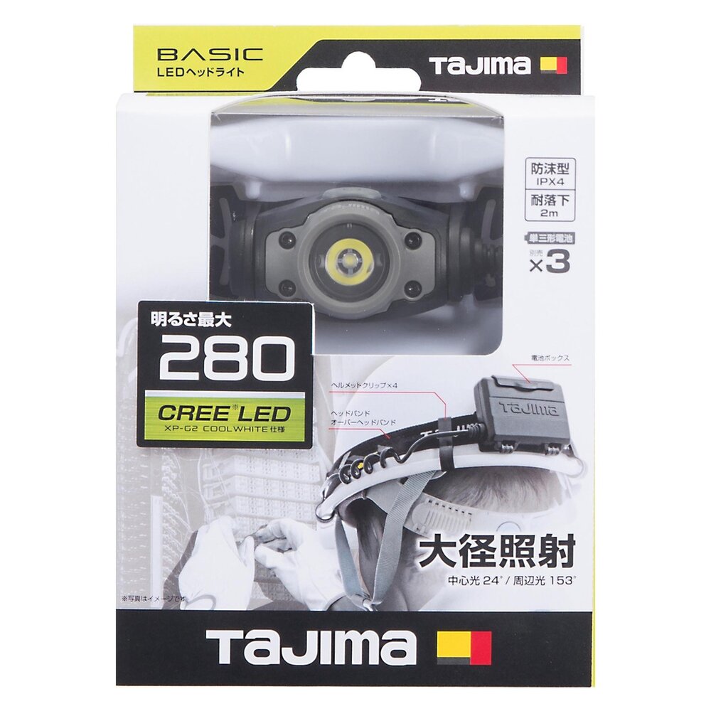 FW五金 田島 Tajima 頭戴式頭燈 工作頭燈 LED燈 280流明 LE-F281D 黃色 白色 灰色-圖片-2