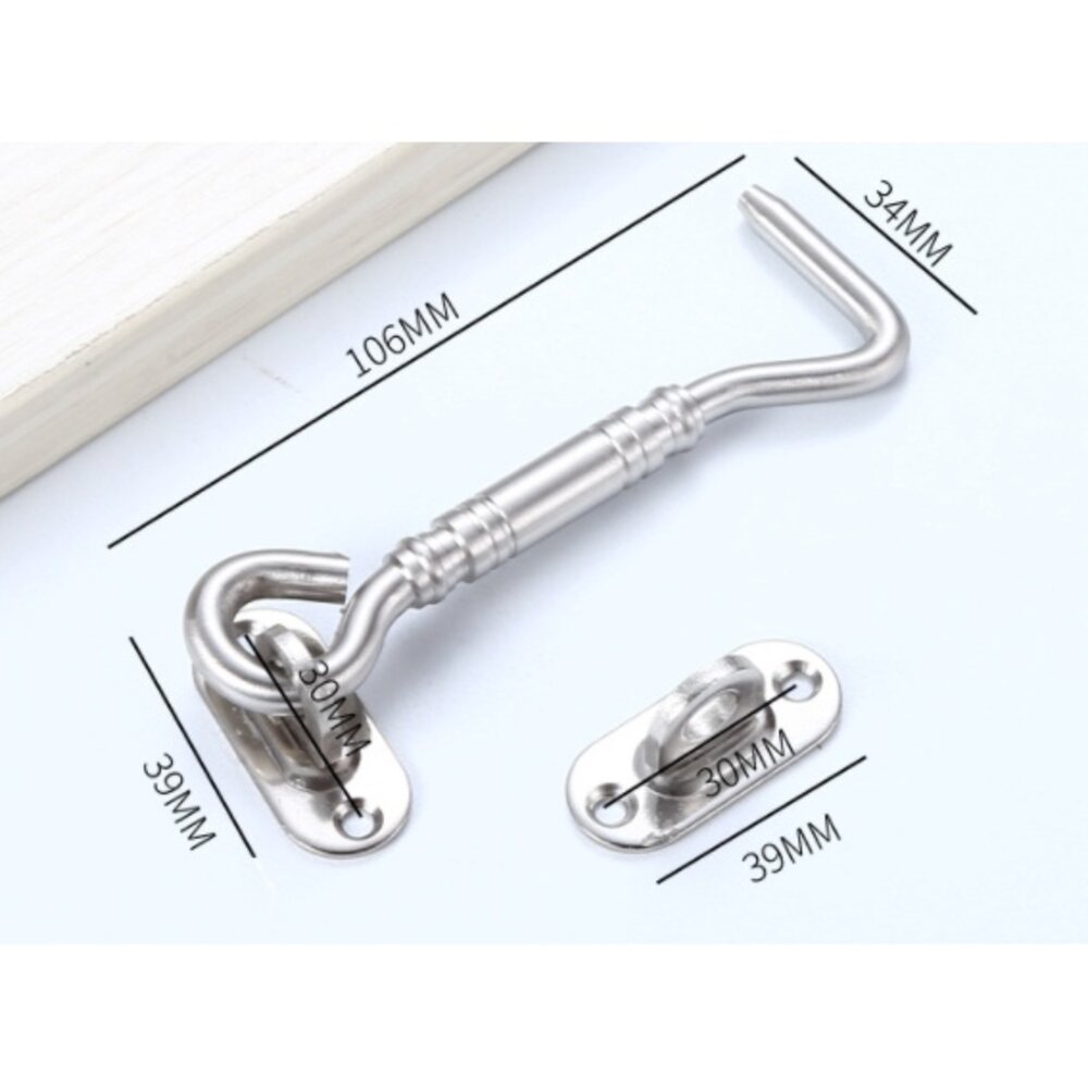 S1-00124-不鏽鋼實心門扣 4/6/8吋 實心窗鉤 門扣 白鐵窗勾 防盜勾 房門鎖 扣掛鎖 門銓 窗鉤 鉤鎖