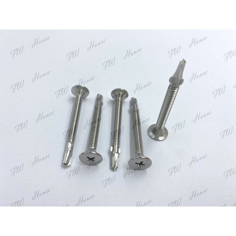 白鐵410 絞花利瑪 全尺寸 10番 雙翅 利瑪絞花 鑽尾鑽頭螺絲 平頭 雙打翅 台灣製 鑽尾自攻螺絲 雙耳螺絲-圖片-1