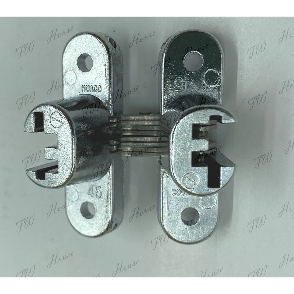 45-70-75mm 十字暗鉸鍊丁雙/隱藏鉸鏈/後鈕/隱藏丁雙/暗丁雙/摺門丁雙/摺門鉸鏈-鋅合金 台灣製造-圖片-1