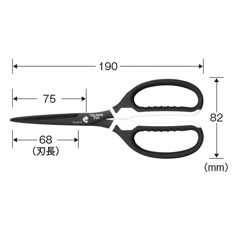 田島 TAJIMA DK-BT70 電工剪刀 膠帶用 不沾膠 附刀套 日本KAI 貝印 剪刀 事務剪-圖片-2