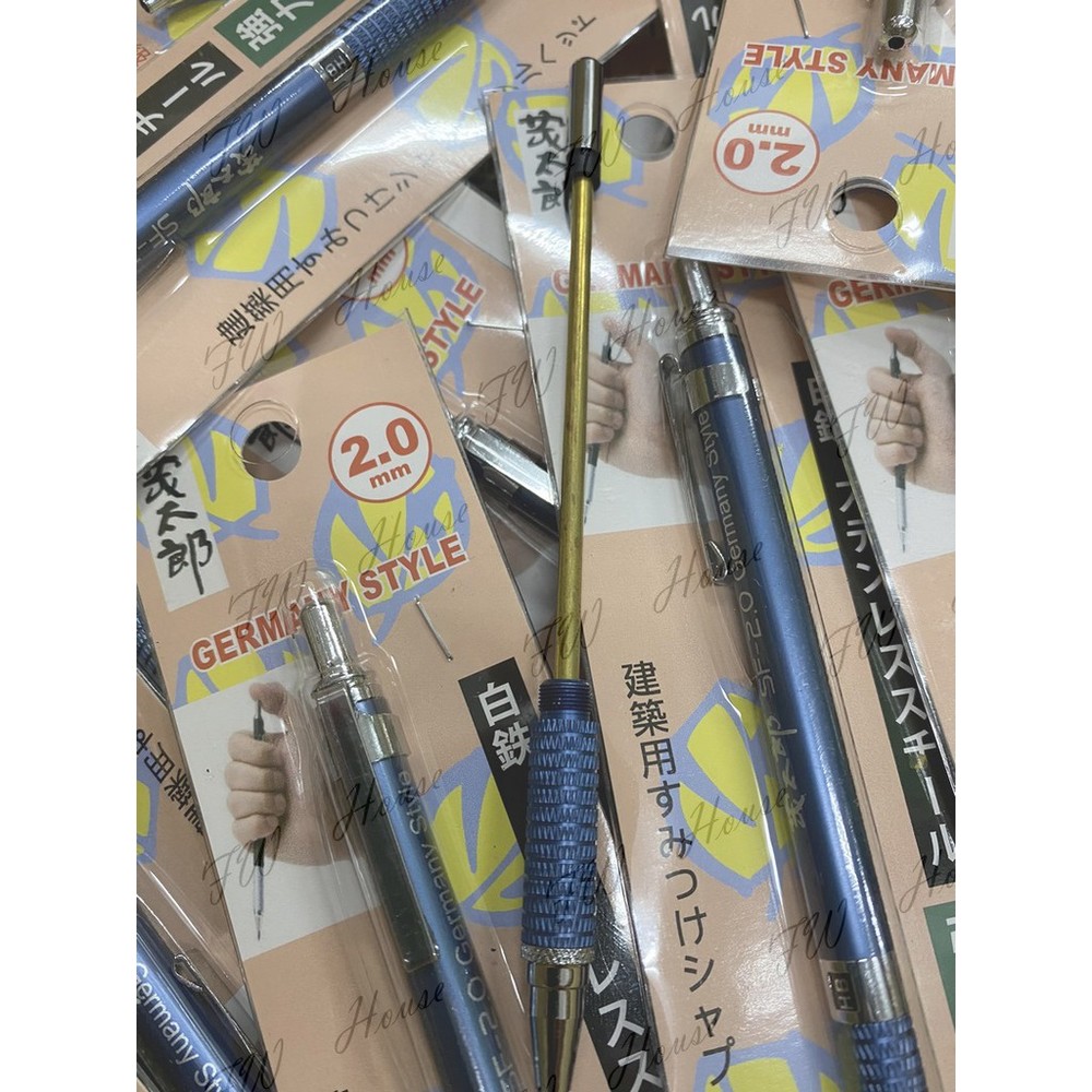 茂太郎 白鐵烤漆 銅內心 漸進式工程筆 SF-2.0 出筆心漸進式 建築用筆 工程筆 繪圖筆 木工筆 鉛筆-圖片-1