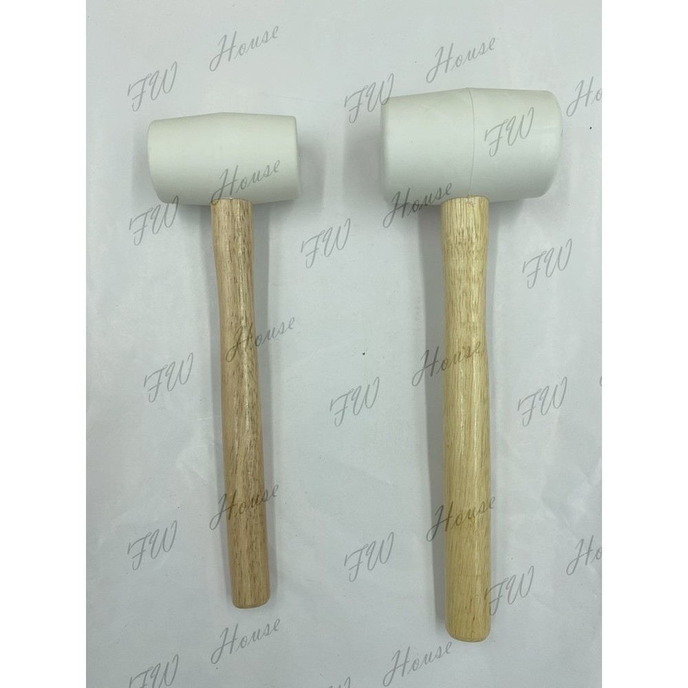 白色 木柄槌 橡膠錘子 瓷磚多功能專業橡皮錘 皮榔頭軟膠像皮錘 地板敲打錘安裝錘 裝潢工作防髒槌 木槌 錘子 鎚子-圖片-1