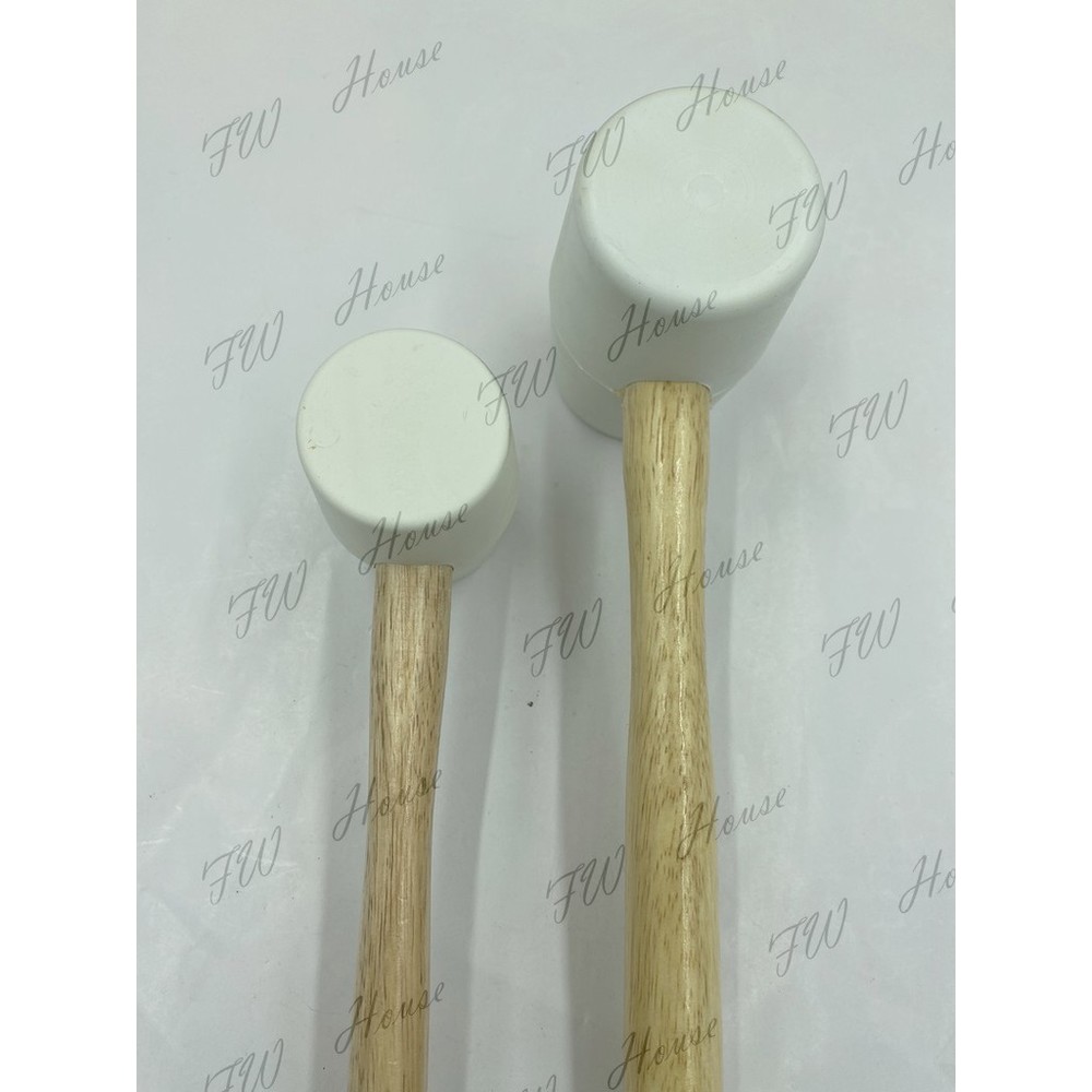 S1-00431-白色 木柄槌 橡膠錘子 瓷磚多功能專業橡皮錘 皮榔頭軟膠像皮錘 地板敲打錘安裝錘 裝潢工作防髒槌 木槌 錘子 鎚子