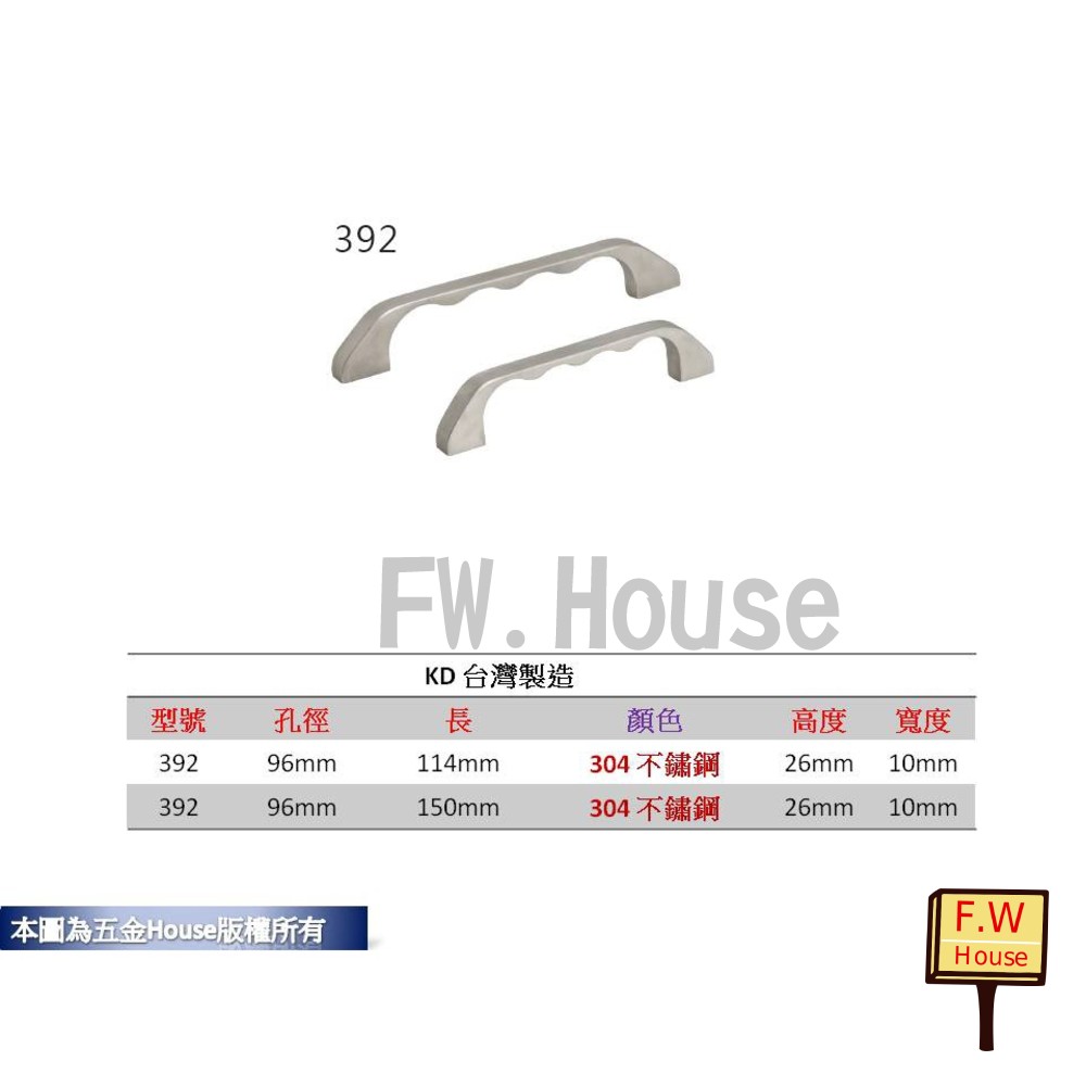 S1-00460-392 白鐵304   孔距 附螺絲 把手 取手 抽屜 拉手 櫥櫃 手取 台灣製