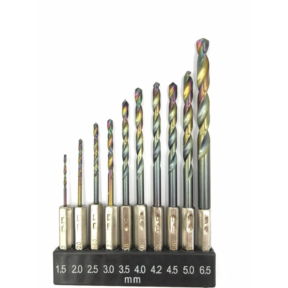 S1-00512-七彩木工鑽尾 10支組 鑽頭 六角頭 六角柄 電鑽 鑽尾 小林式 3用鑽尾 六角柄木工鑽尾 木工鑽頭
