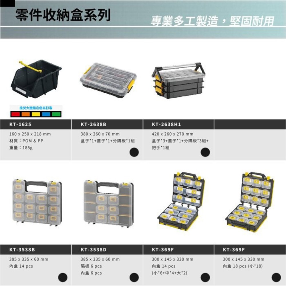 台灣製 KT-918 KT-369 附背帶 工具箱 收納盒 藥盒 專業級零件收納盒 內盒18個  零件收納盒-圖片-3