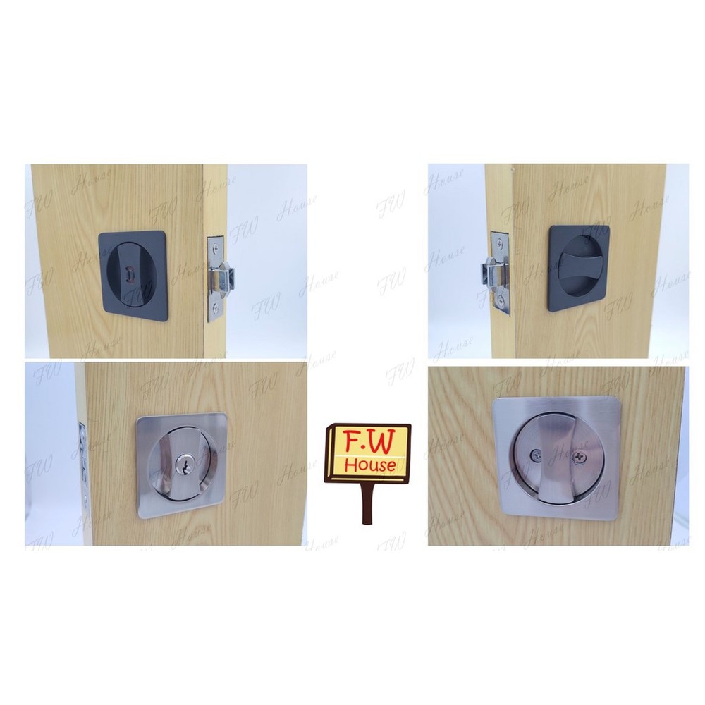 東隆 JS50S30 方形 日式推拉門鎖 房門鎖 砂面鎳 不分左右 臥室 房間 拉門鎖 門鎖 EZSET JS50S00-圖片-1