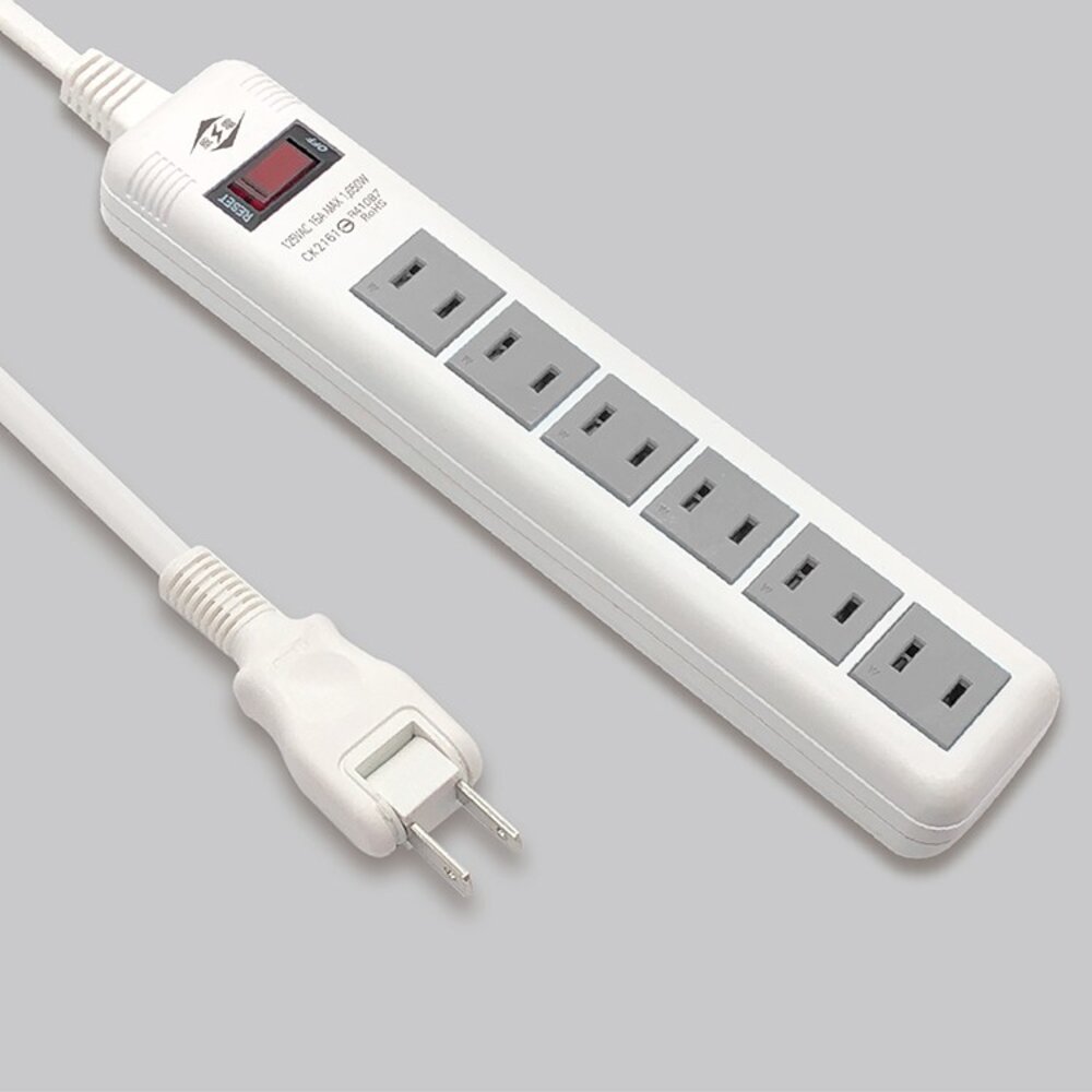 S1-00753-威電 Weitien 1開2孔6座15A 過載斷電 延長線 CK2161 新安規 6尺 9尺 電線