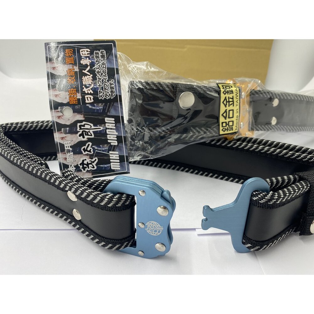 台灣製 茂太郎 戰術腰帶 鋁合金扣 快扣型 S工作腰帶 快扣式皮帶 工具袋用腰帶 調整式金屬安全扣環腰帶 帥氣黑皮革-圖片-1