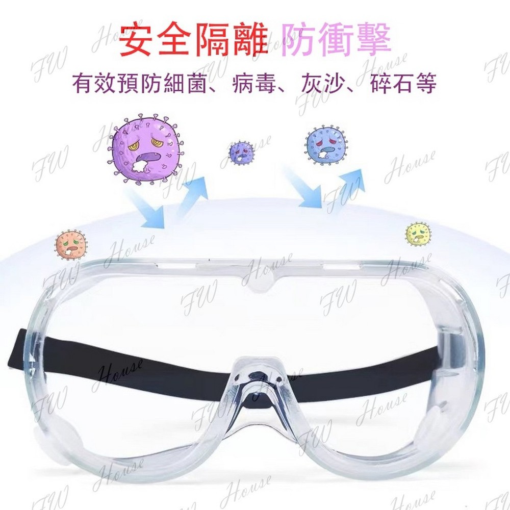 台灣現貨 四孔透氣 防疫全罩式防護眼鏡 前線防潑濺用 氣孔護目鏡 防飛沫 防霧 防撞 護目鏡 防護眼鏡 防疫眼鏡 面罩-圖片-2