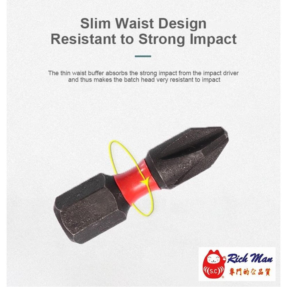 台製 中鋼S2 止滑 25mm ph2 輕鋼架起子頭 高扭力 超短起子頭 起子頭 帶磁起子(20入裝)-圖片-4