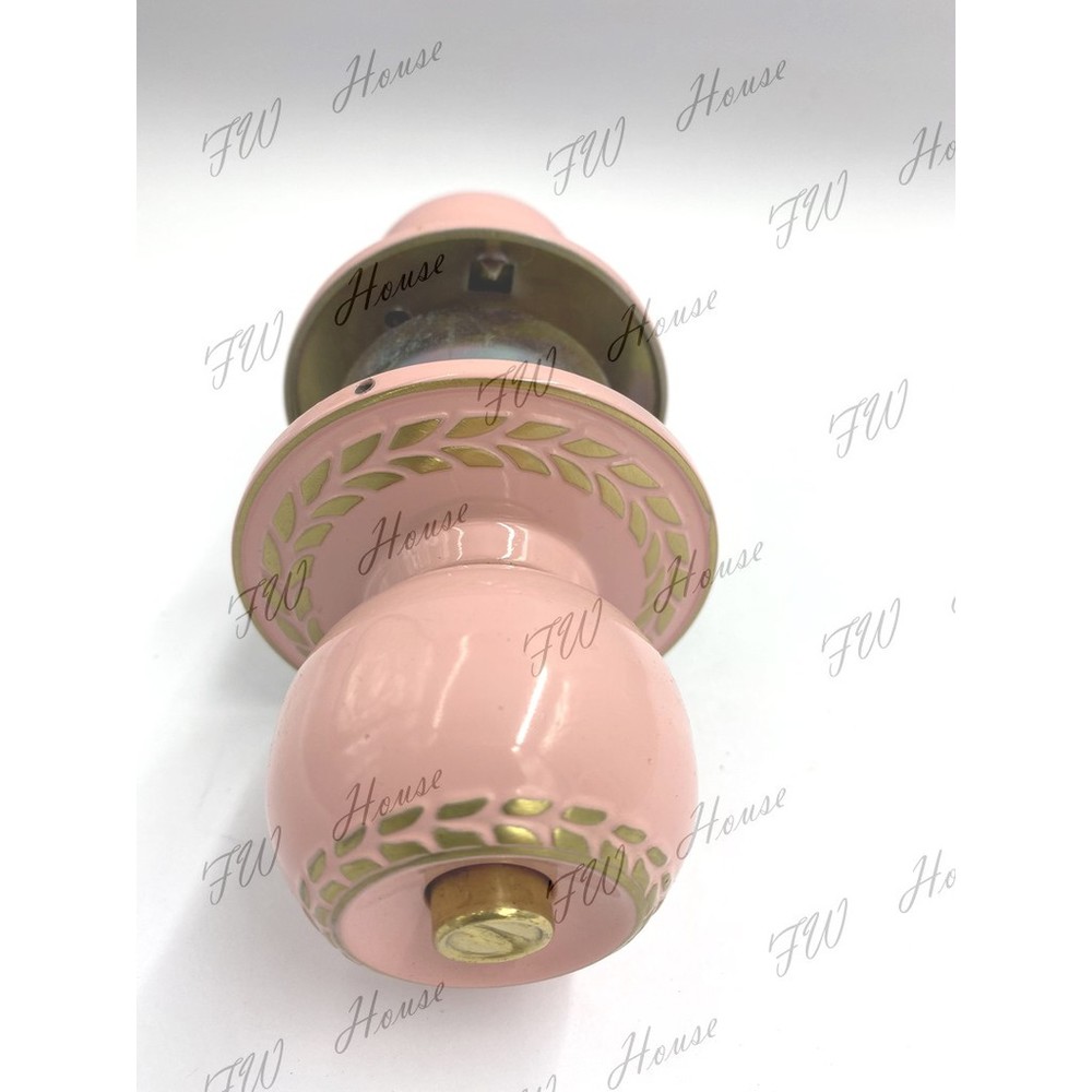 S1-01118-福利品出清 粉色喇叭鎖 復古風 波西米亞風 台灣製 門鎖喇叭鎖 房間鎖 浴廁鎖 旋轉鈕設計 圓柱形門鎖