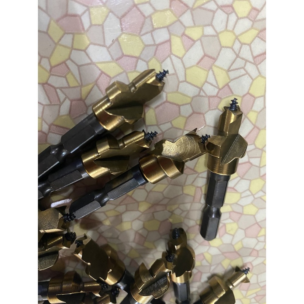 S1-01155-台灣製 鍍鈦 雙割 銅珠刀 銅銖刀 木工鑽頭 木頭鑽孔 鑽尾 木工工具 層板銅珠刀 鍍鈦銅珠刀