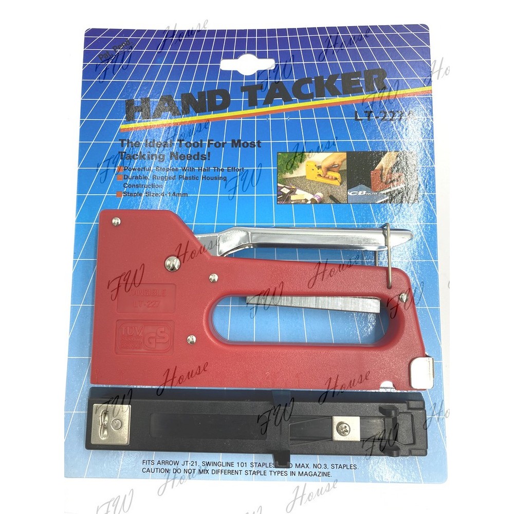 S1-01268-1214附底座釘槍 HAND TACKER LT-227T 附底座 多功能ㄇ型釘槍 槍型釘書機 台灣製 適用釘針