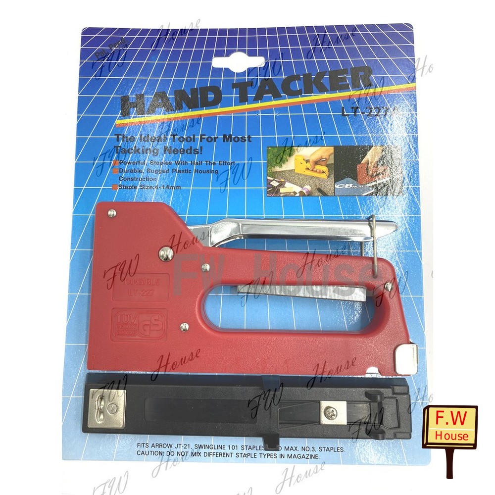 S1-01268-1214附底座釘槍 HAND TACKER LT-227T 附底座 多功能ㄇ型釘槍 槍型釘書機 台灣製 適用釘針