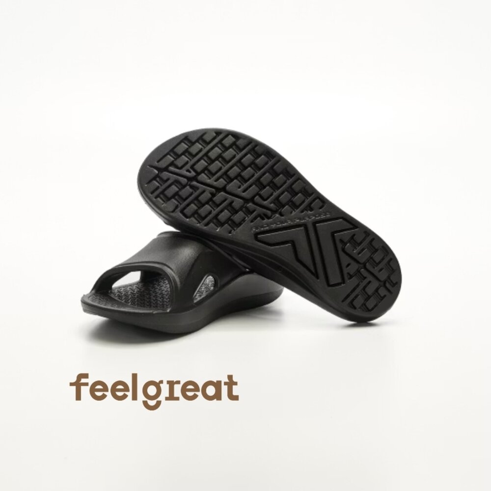【Telic】SiliComfy® Recharge彈力運動拖-201-01(無LOGO)純黑 矽晶減壓拖鞋-圖片-1
