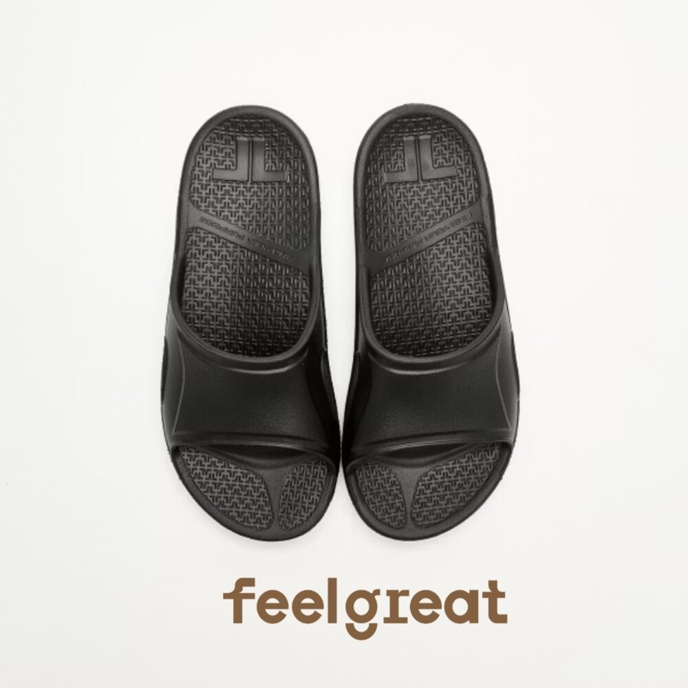 【Telic】SiliComfy® Recharge彈力運動拖-201-01(無LOGO)純黑 矽晶減壓拖鞋-圖片-2