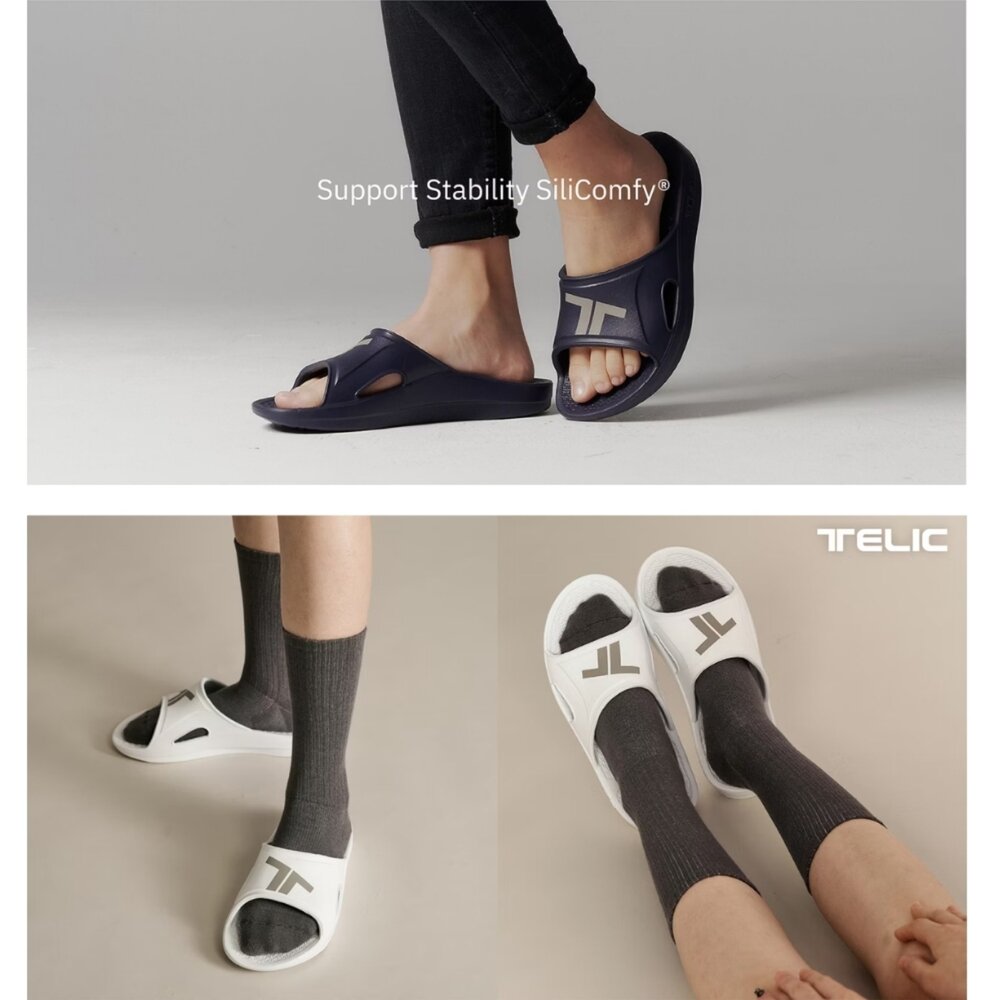 【Telic】SiliComfy® Recharge彈力運動拖-201-53深海藍 矽晶減壓拖鞋-圖片-4