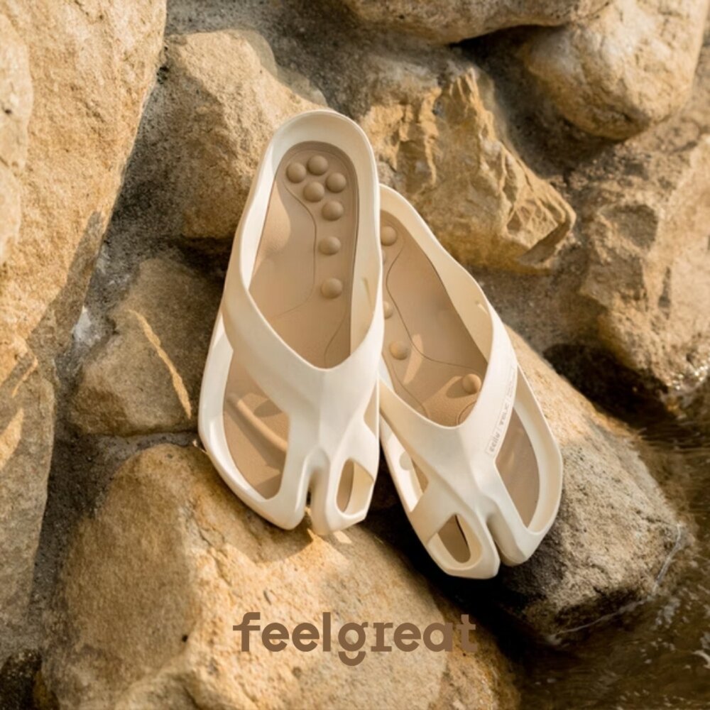 【Telic】SiliComfy® 3in1桑足鞋-霜白(全尺碼)足底按摩健康拖鞋-圖片-2