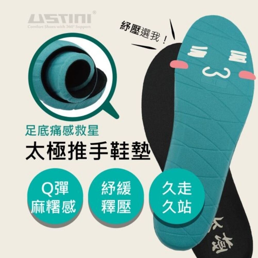 太極推手鞋墊- Ｑ彈麻糬鞋墊 適合久走久站鞋墊UAF1002GRN-UAF2002GRN 封面照片