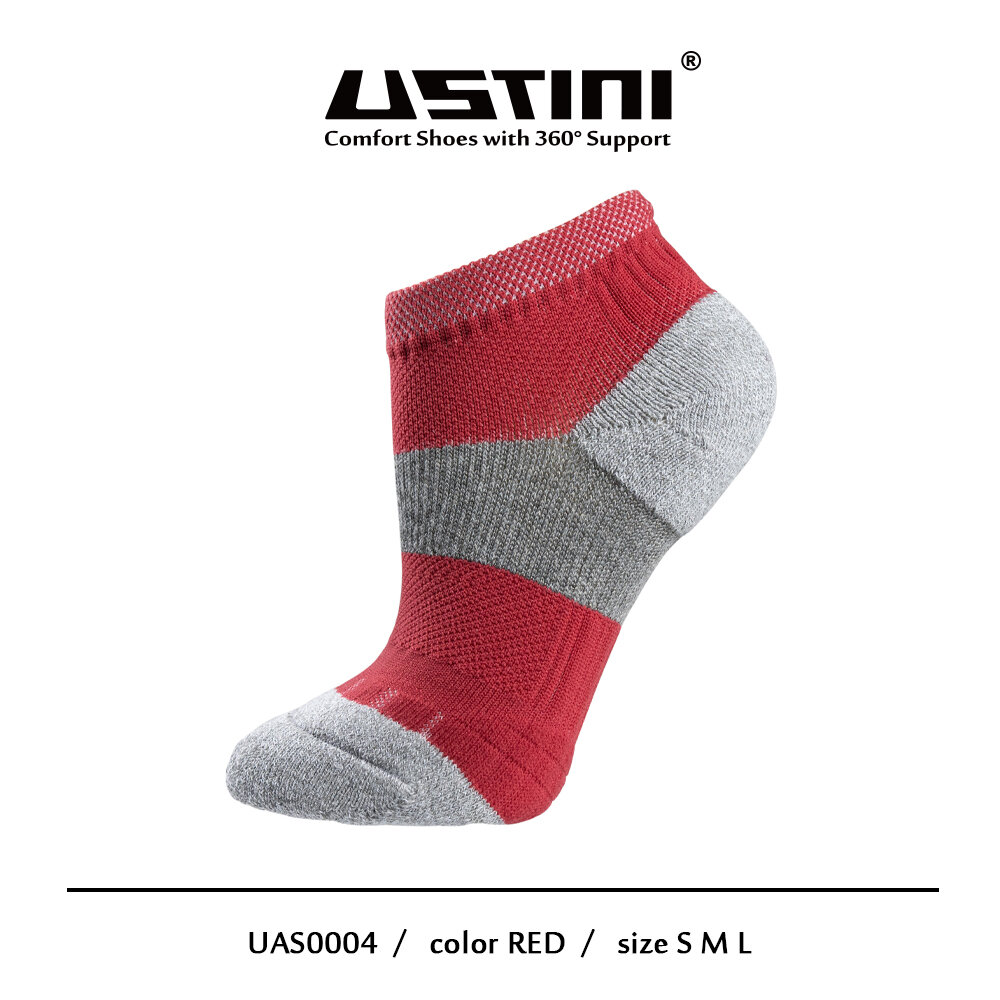 UAS0004RED01-【Ustini】七層米其林運動襪-紅色 (1双組)排靜電功能襪 銀纖維襪UAS0004RED