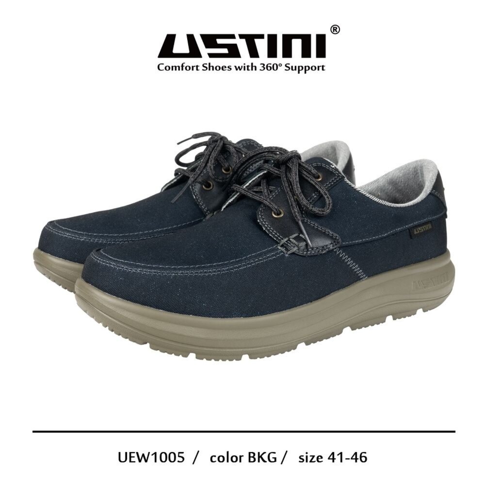 UEW1005BKG-我挺你健康鞋  水土服氣 - 綁帶布鞋 - 沉靜黑(男款 )UEW1005BKG休閒鞋