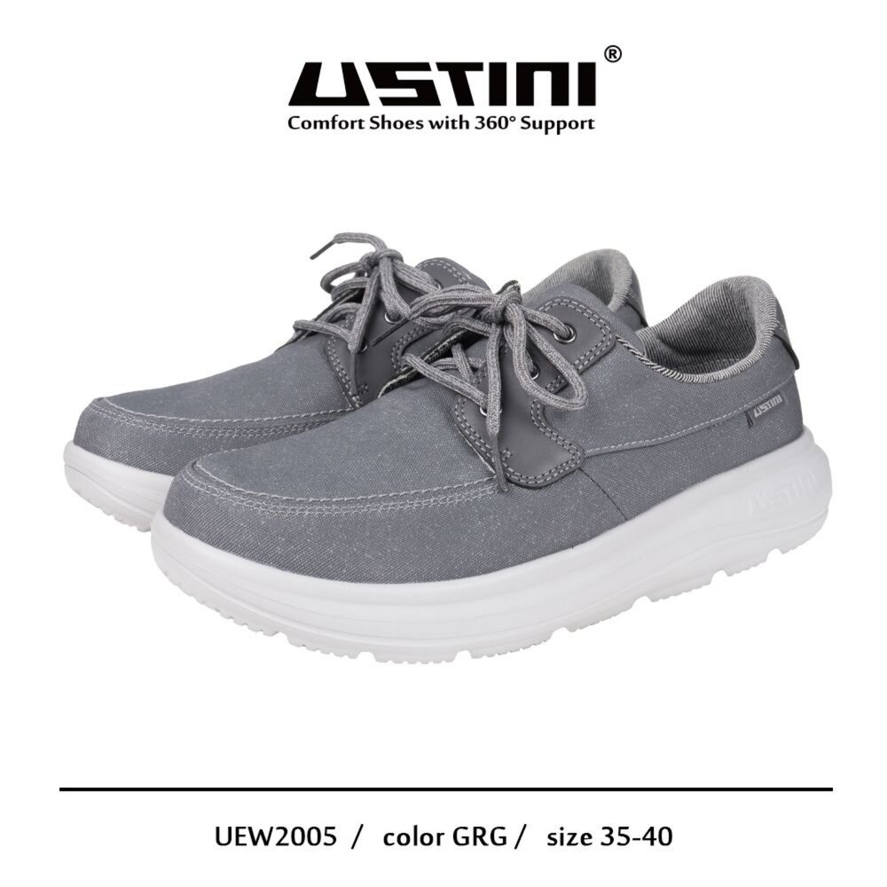 UEW2005GRG-我挺你健康鞋  水土服氣 - 綁帶布鞋 - 清水灰(女款 )UEW2005GRG休閒鞋