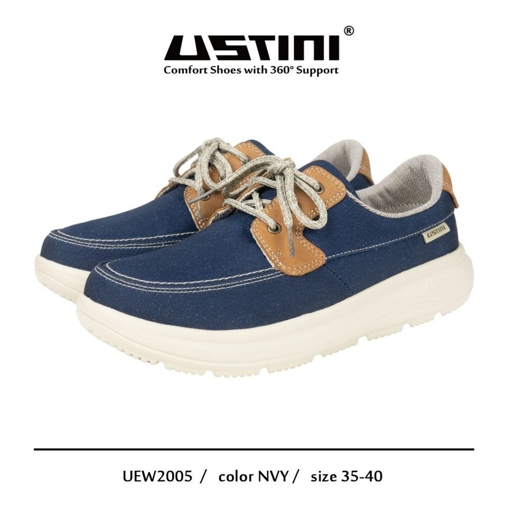 UEW2005NVY-我挺你健康鞋  水土服氣 - 綁帶布鞋 - 暮海藍(女款 )UEW2005NVY休閒鞋