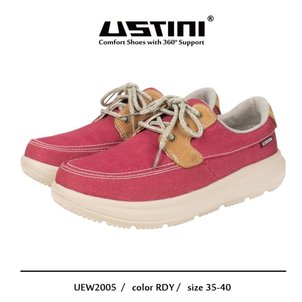 UEW2005RDY-我挺你健康鞋  水土服氣 - 綁帶布鞋 - 山楂紅(女款 )UEW2005RDY休閒鞋