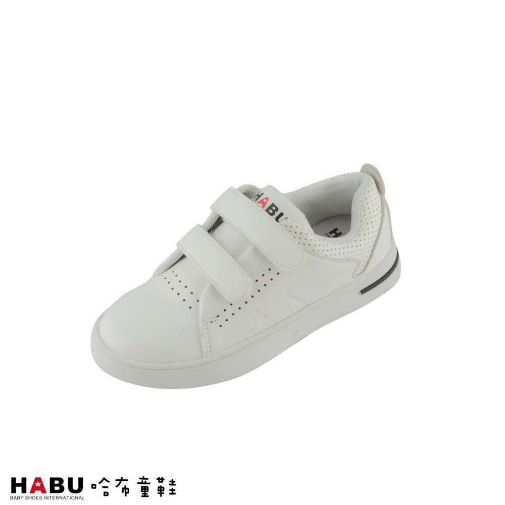 1046-WH-HABU哈布童鞋 畢業季 百搭 流行 兒童 帥氣型男 全白休閒鞋 1046-WH