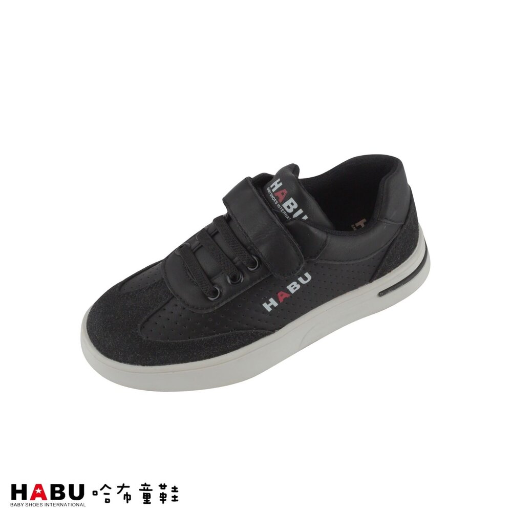 1047-BK-HABU哈布童鞋 百搭流行 帥氣型男 兒童休閒鞋 黑色 1047-BK