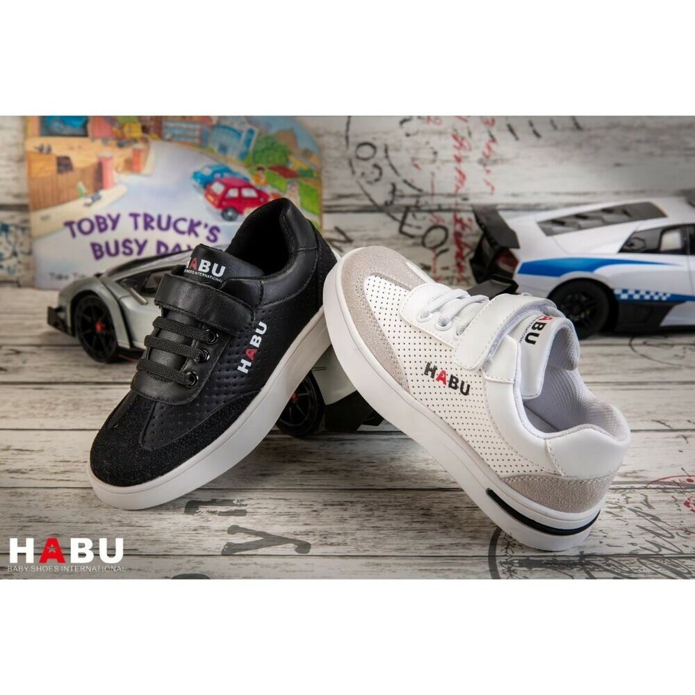 HABU哈布童鞋 異材質拼接 帥氣型男 兒童白色休閒鞋 1047-WH-圖片-1