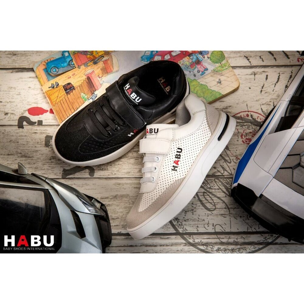 HABU哈布童鞋 異材質拼接 帥氣型男 兒童白色休閒鞋 1047-WH-圖片-2